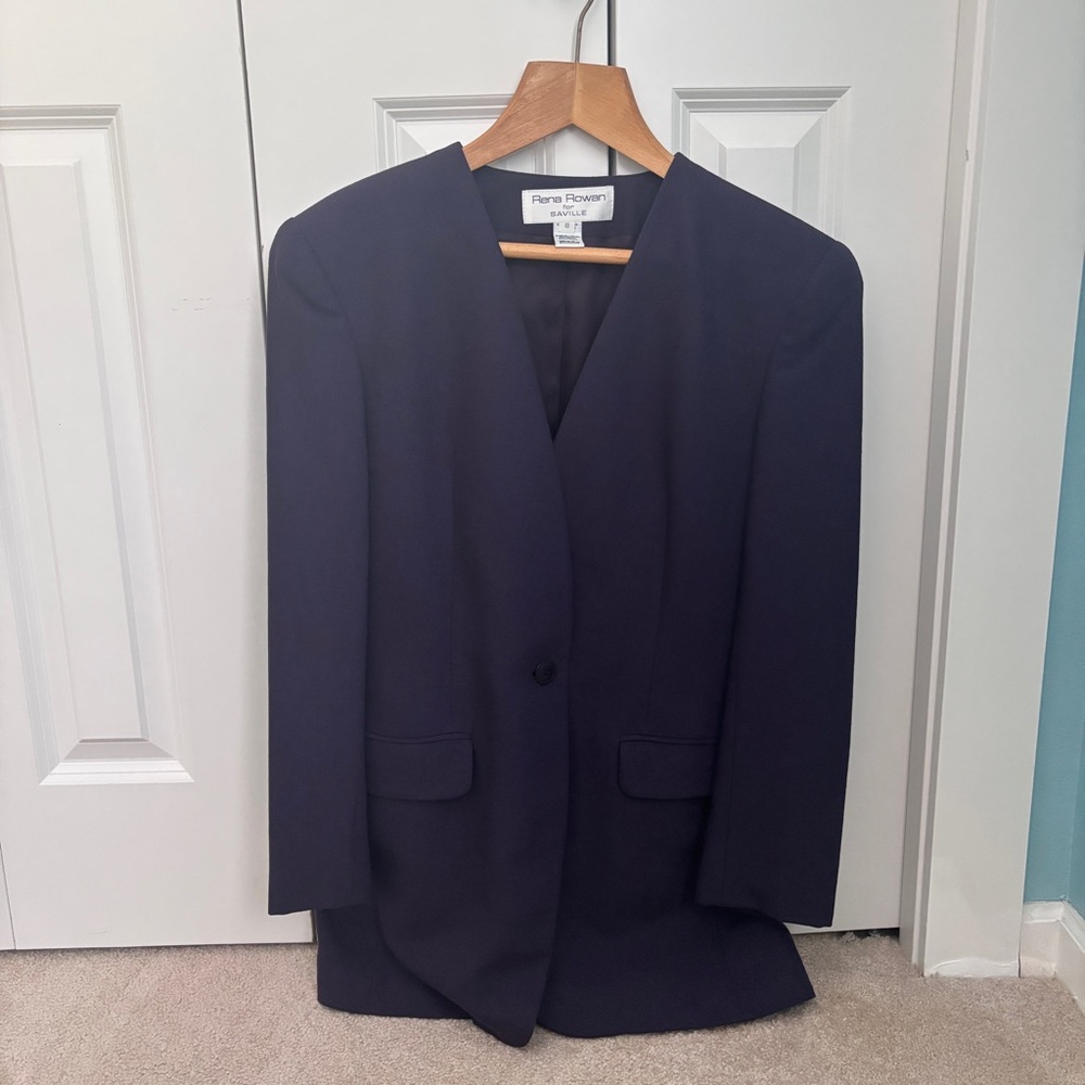 Rena Rowan for Saville 80s Vintage Dark Purple Blazer with Shoulder Pads Size 8